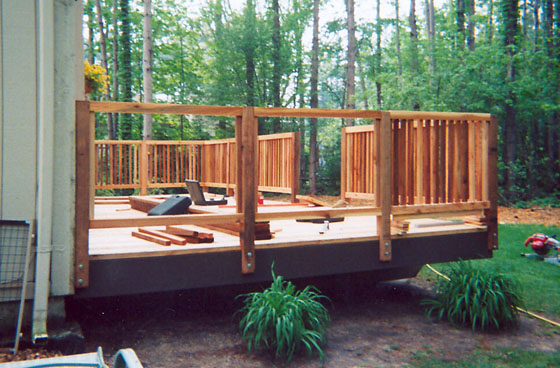 Photo of a deck rebuild near completion in Oakland County, Michigan.
