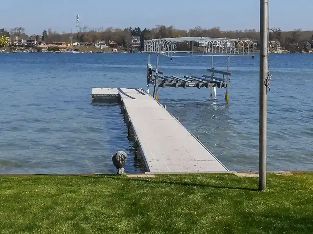 Removable dock with boat lift and canopy