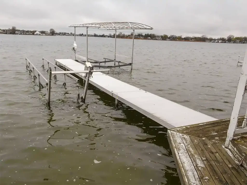 Removable dock with boat lifts