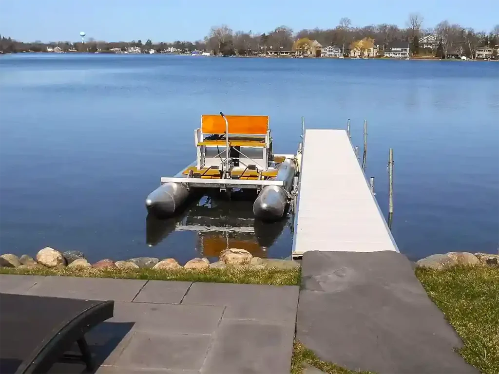 Seasonal boat dock installation