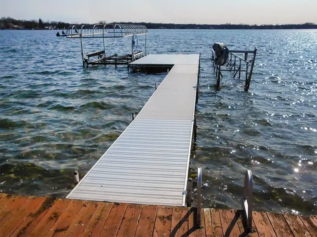 Seasonal dock with dual boat lifts